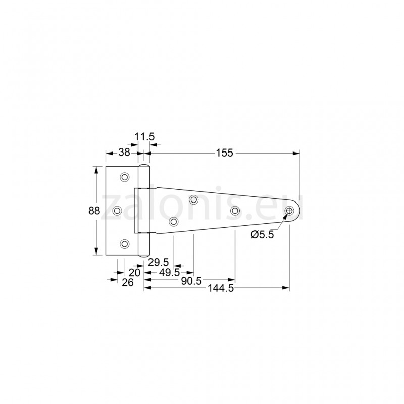 T-TYPE HINGE 150 / BLACK T-TYPE HINGES